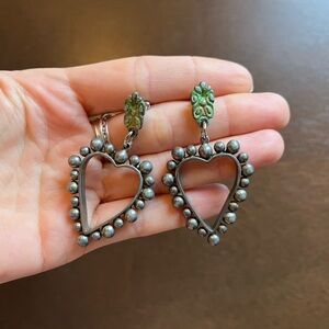 Patina heart earrings